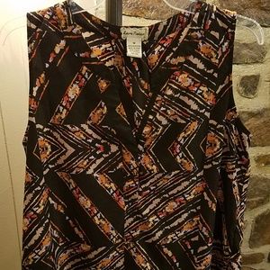 Love Notes black and orange sleeveless blouse